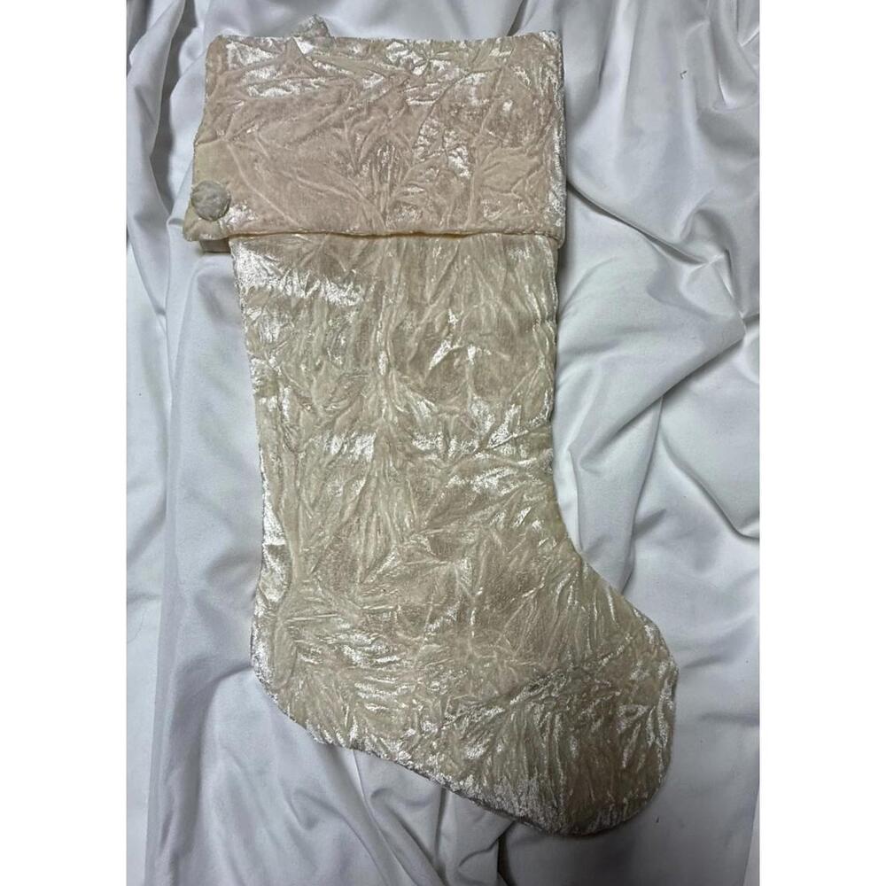 Bombay Company Christmas Stocking, Ivory Crushed Velvet, 20". New